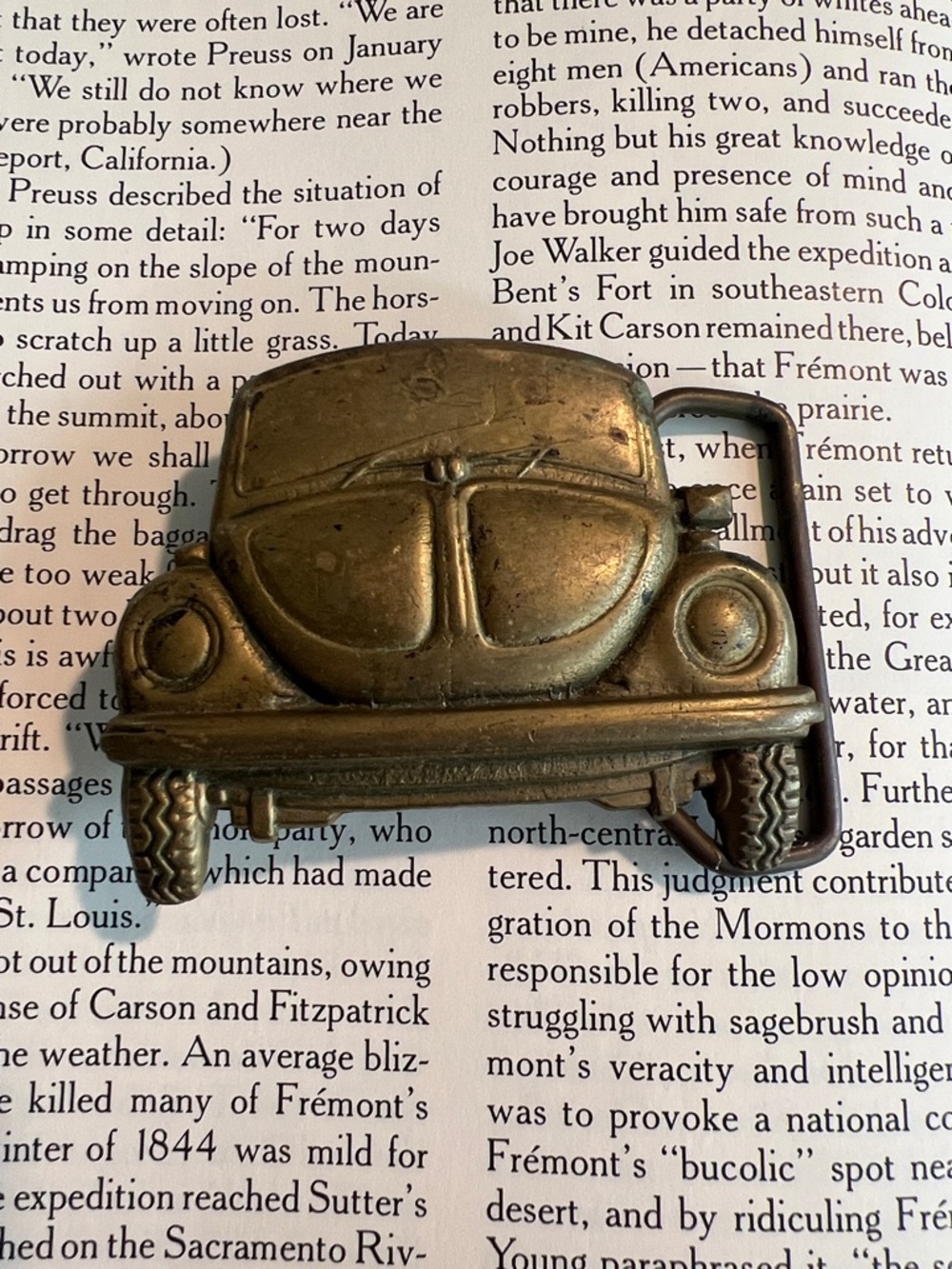 Vintage Volkswagen Beetle Brass Collectible Car Retro Hippie 1970s Belt Buckle